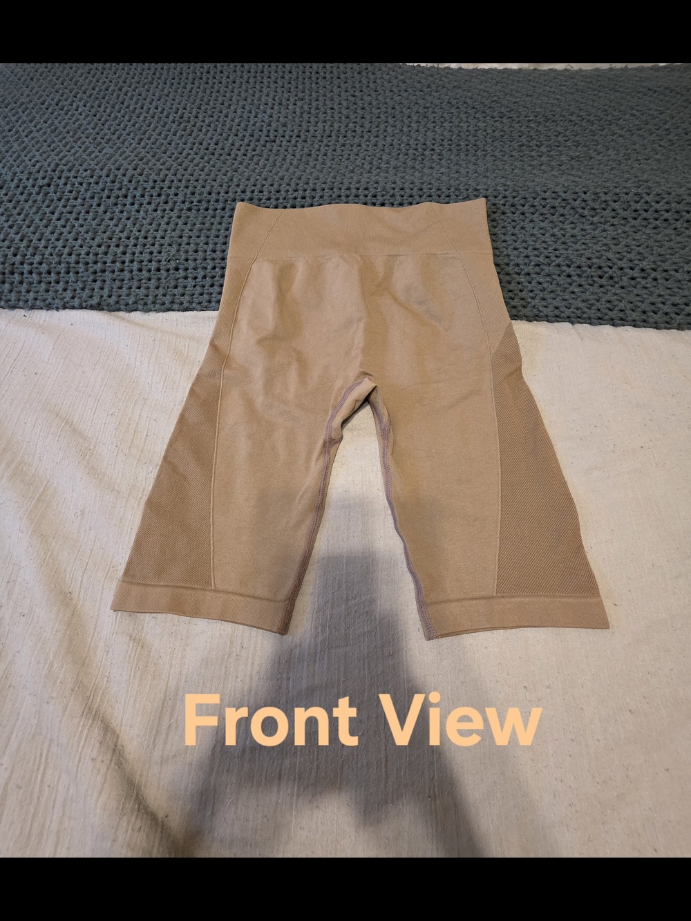 Women Seamless Biker Shorts - Tan Size Medium